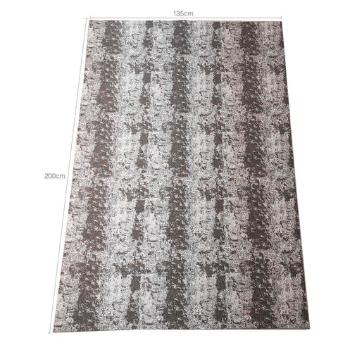 Tapete Cinza Mesclado 200x135cm Antiderrapante Retangular Algodão Para Sala Quarto Odessa