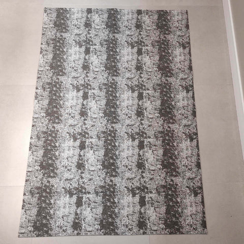 Tapete Cinza Mesclado 200x135cm Antiderrapante Retangular Algodão Para Sala Quarto Odessa