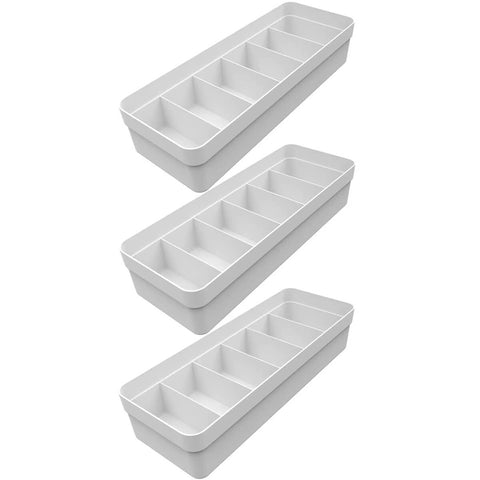 Kit 3 Organizadores de Gavetas 34x12x7,5cm cada Colmeias Organizadoras 6 Divisórias Branco OU