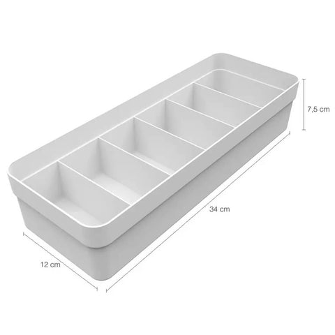 Kit 3 Organizadores de Gavetas 34x12x7,5cm cada Colmeias Organizadoras 6 Divisórias Branco OU