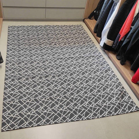 Tapete para Sala 135x200cm Geométrico Cinza Antiderrapante Jacquard Moderno Quarto