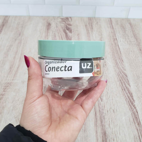 Kit 3 Porta Mantimentos UZ Empilhável 300ML Organizador com Tampa de Plástico Verde