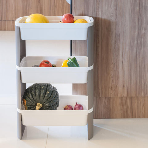 Organizador Slim 3 Andares Fruteira Coza Loft Branco Cozinha Banheiro 44,83x67,85cm Organizar Decorar