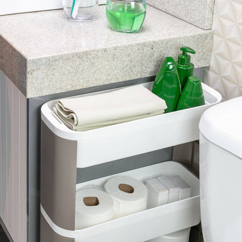 Organizador Slim 3 Andares Fruteira Coza Loft Branco Cozinha Banheiro 44,83x67,85cm Organizar Decorar