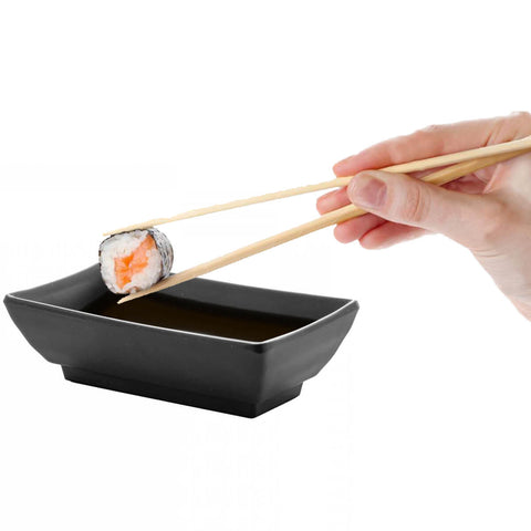 Kit 50 Molheiras para Shoyu Melamina 60ml Lyor Molhos Restaurante Japonês Sushi Tóquio Preto