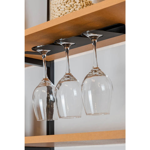 Suporte Porta 3 Taças de Vinho Preto Parede Armário Pendurador de Taça Masutti Organize