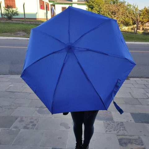 Mini Sombrinha 78cm Guarda Chuva de Bolsa Fazzoletti Alumínio Manual Azul