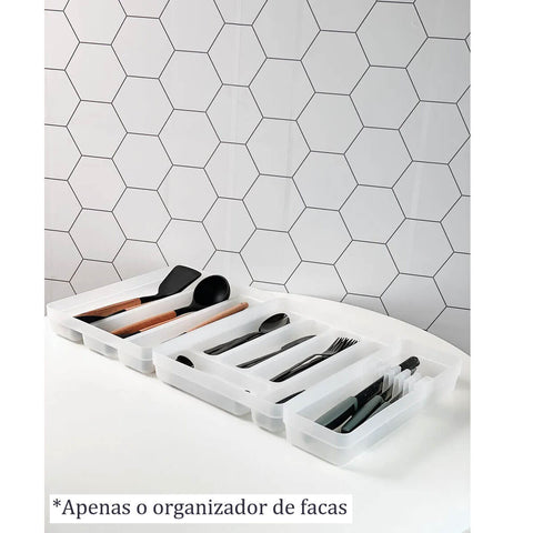 Kit 4 Organizadores de Facas para Gaveta com 5 Divisórias Logic OU Natural