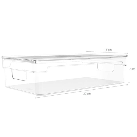 Kit 4 Organizadores de Armário com Tampa 30x15x7cm Transparente Empilhável Clear OU