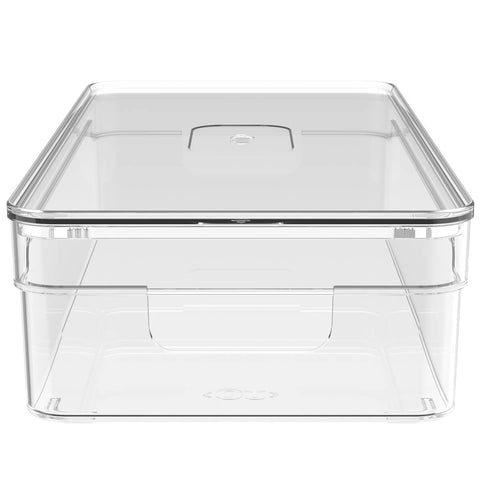 Kit 4 Organizadores de Armário com Tampa 30x15x7cm Transparente Empilhável Clear OU