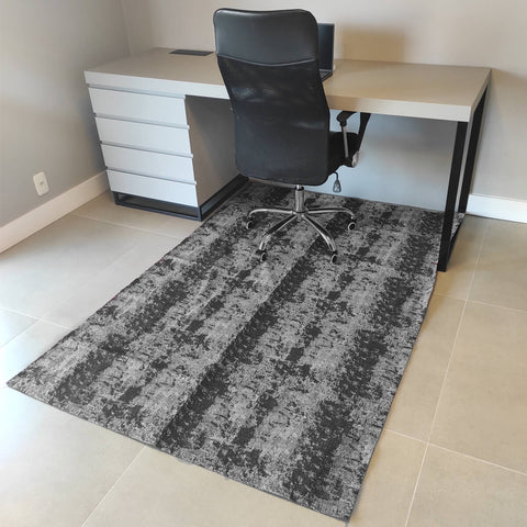 Tapete Mesclado Cinza e Preto Antiderrapante 135x200cm Poliéster Branyl Jacquard