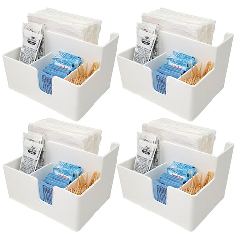 Kit 4 Porta Sachês Guardanapos Açúcar Organizadores Bancada Branco