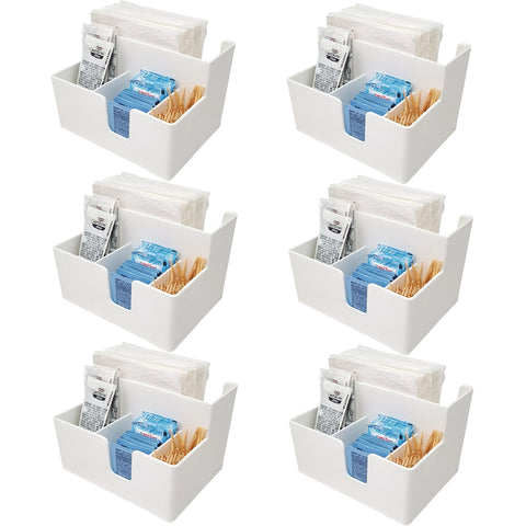 Kit 6 Porta Sachês Guardanapos Açúcar Organizadores Bancada Branco