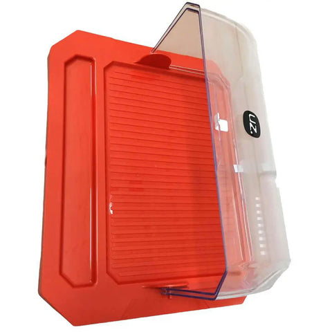 Suporte Porta Pão Vermelho UZ com Tampa Fixa Transparente e Porta Faca Premium