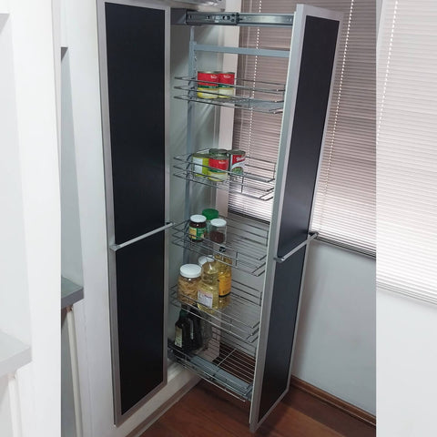 Coluna Deslizante com 5 Cestos Organizadores 47x35x146cm Armário Móvel Cozinha Aço Cromado