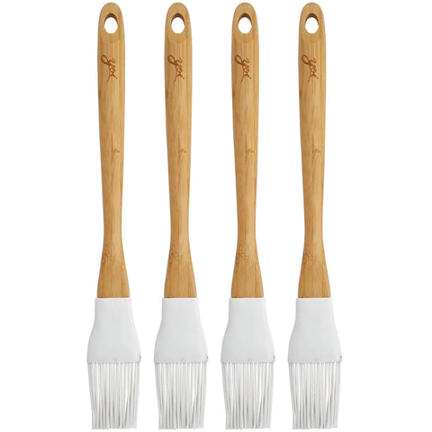 Kit 4 Pincéis Culinários de Silicone Cabo em Bambu para Alimentos Cozinha