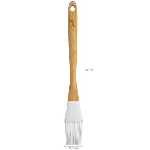 Kit 4 Pincéis Culinários de Silicone Cabo em Bambu para Alimentos Cozinha