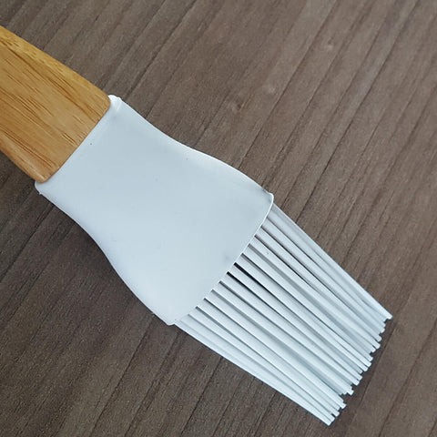 Kit 4 Pincéis Culinários de Silicone Cabo em Bambu para Alimentos Cozinha