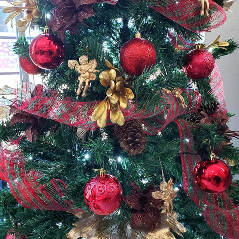 Conjunto 24 Bolas de Natal Grandes 8cm Glitter Estrela e Lisa Magizi Vermelho