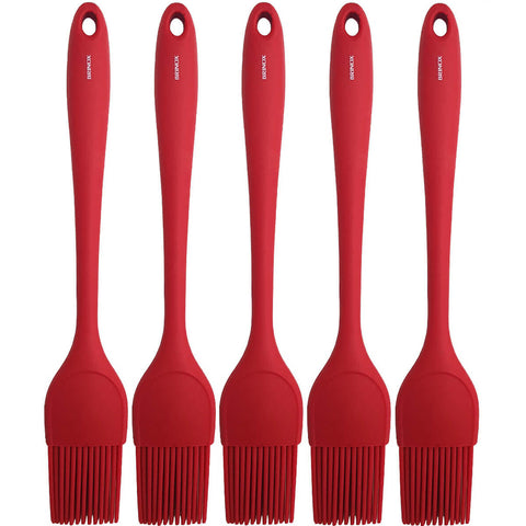 Kit 5 Pincéis Silicone para Cozinha Culinário Untar Forma Brinox Vermelho