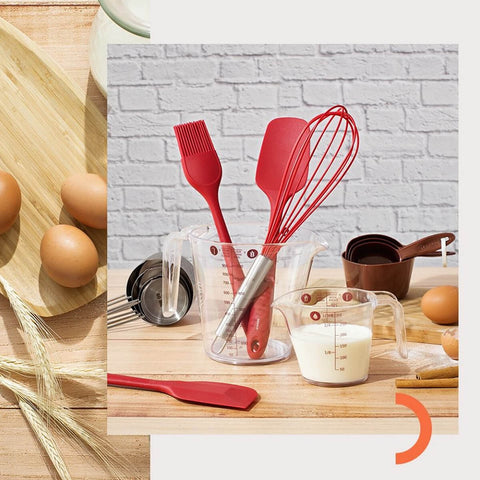 Kit 5 Pincéis Silicone para Cozinha Culinário Untar Forma Brinox Vermelho