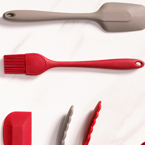 Kit 5 Pincéis Silicone para Cozinha Culinário Untar Forma Brinox Vermelho