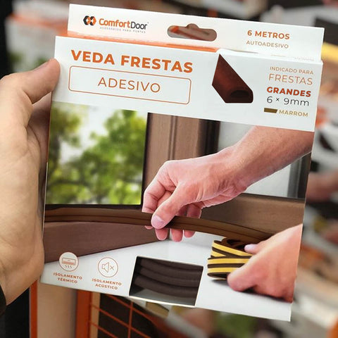 Kit 5 Veda Frestas Vedantes Portas Janelas 6m Marrom Adesivo Casa Frestas Grandes 6 x 9mm