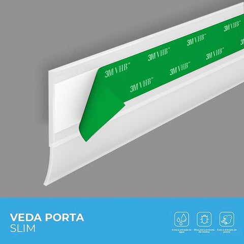 Kit 3 Veda Frestas para Porta Adesivos Silicone 80cm Ajustáveis Slim Comfort Door Brancos