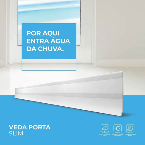 Kit 3 Veda Frestas para Porta Adesivos Silicone 80cm Ajustáveis Slim Comfort Door Brancos