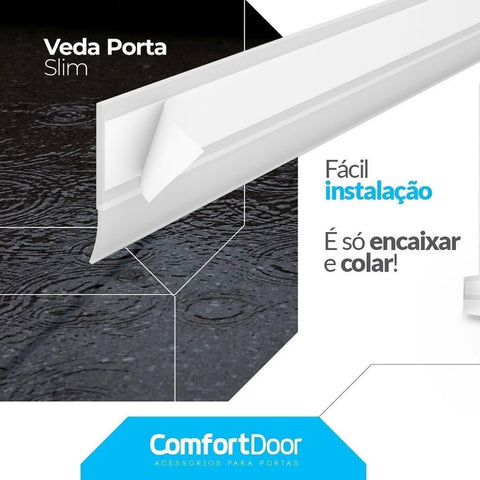 Kit 3 Veda Frestas para Porta Adesivos Silicone 80cm Ajustáveis Slim Comfort Door Brancos