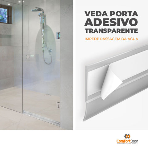 Kit 3 Veda Frestas para Porta Adesivos Silicone 80cm Ajustáveis Slim Comfort Door Brancos