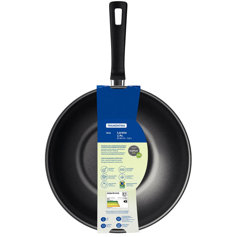 Frigideira Wok Tramontina Loreto 28cm Panela Antiaderente 3,6L Revestimento Starflon Max Grafite