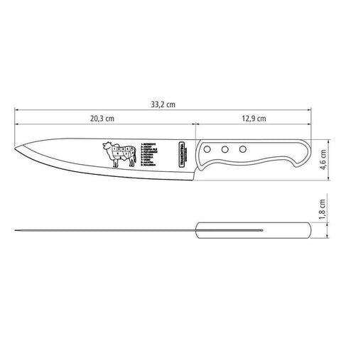 Jogo Tramontina Garfo Trinchante e Faca 8'' Churrasco Inox Cabo Madeira Natural 2 Peças