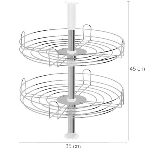 Fruteira Cesto Giratório Ellite para Armário Cozinha 35cm com 2 Cestos Cromado Dimec