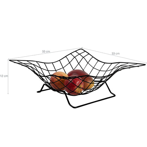Fruteira de Mesa Aramada Preta com Pedestal Porta Frutas e Verduras de Bancada Cozinha Utimil