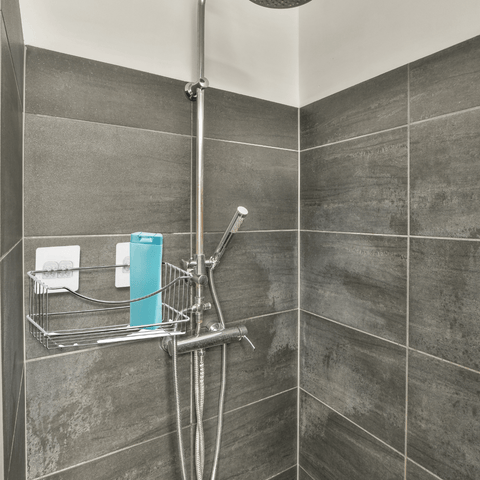 Porta Shampoo Cromado Parede 25x11x10,5cm Suporte para Banheiro Cozinha Fixação por Adesivo Utimil