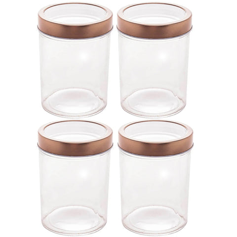 Kit 4 Potes de Vidro Lyor 500ml com Tampa de Acrílico Rosé Gastro Mantimentos