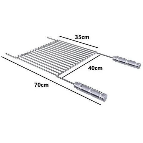 Grelha para Churrasqueira 70x40cm Uruguaia Aço Inox 304 Barra Redonda Churrasco Qualinox