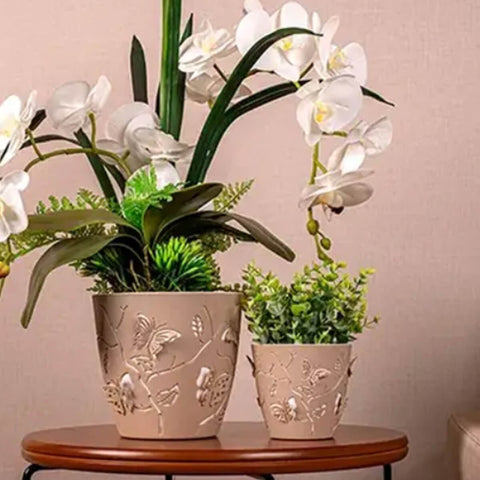 Vaso de Flor Plantas Cachepot 3D Floreira de Mesa Decor 1,4L Plasvale Borboletas