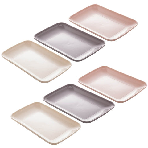 6 Travessas Bambu para Servir Bandeja Retangular 21,5x14cm Colorida Lyor Lines