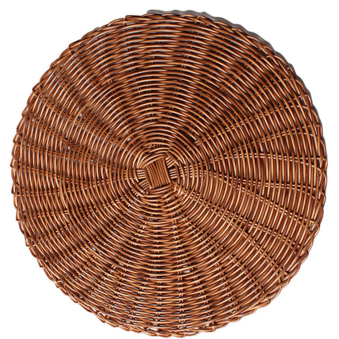 Jogo Americano 6 Lugares Sousplats Lyor Marrom 38cm Rattan Plástico Trançado