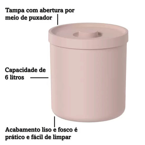 Lixeira 6 litros Bold Ou Cesto de Lixo Rosa Duna para Banheiro Cozinha Escritório