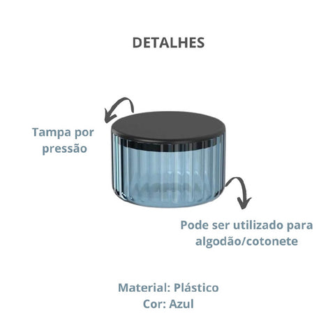 Porta Cotonete e Algodão Groove Classic Azul Glacial Ou 10x6,5cm Organizador Bancada de Banheiro