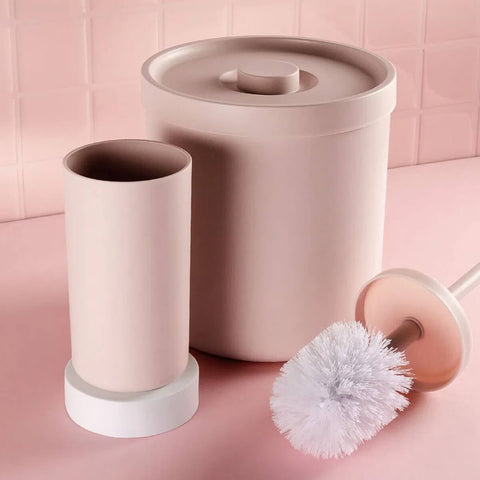 Escova Sanitária Bold com Tampa Rosa Duna para Banheiro Escova para Vaso Lavabo