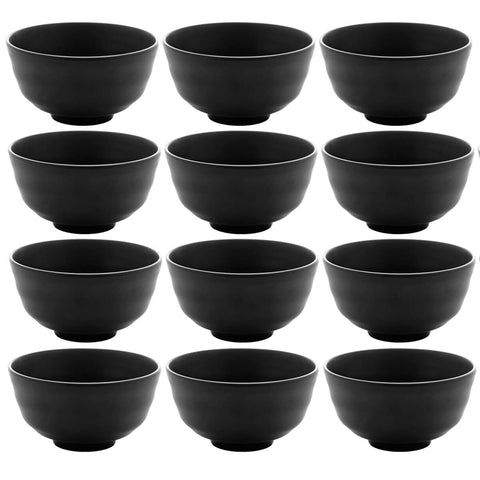 Kit 12 Bowls de Melamina 11,5x6cm Tóquio Servir Shimeji e Ceviche Cumbucas Preto