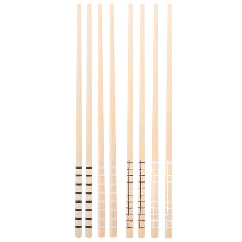 Kit Hashi de Bambu 4 Pares 24cm Palitos Japoneses Sushi Lyor Estampa Geométrica