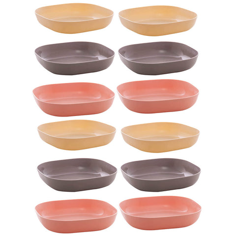 12 Travessas Lyor Petiscos Bowls de Bambu Coloridos 14,5x3cm Sobremesas