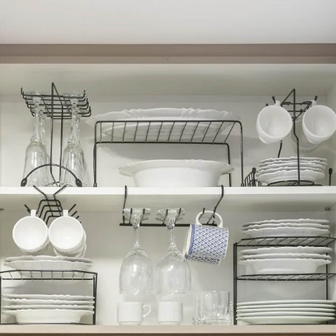 Suporte Aramado Porta até 8 Xícaras Organizador de Cozinha Aço Preto Utimil