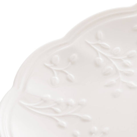 Kit 2 Pratos Decorativos de Porcelana Lyor Travessas Brancas Alto Relevo New Bone Butterfly Flower