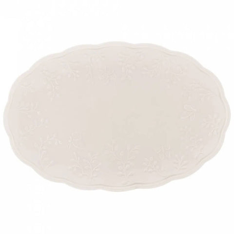 Kit 2 Pratos Decorativos de Porcelana Lyor Travessas Brancas Alto Relevo New Bone Butterfly Flower